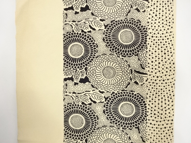  縮緬地　菊模様　名古屋帯